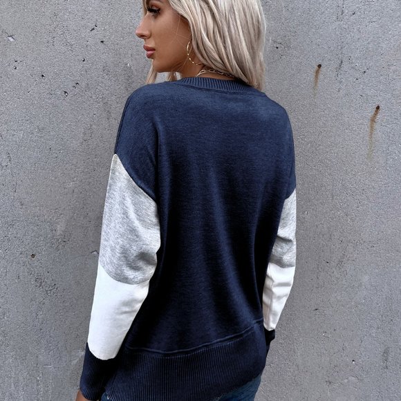 New Colorblock Drop Shoulder Sweater - Picture 3 of 7